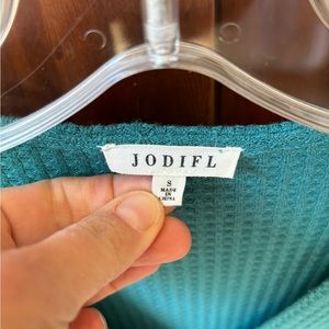 Jodifl waffle v neck top. Size small. Oversized fit.